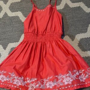 American Girl Red Dress with Floral Embroidery